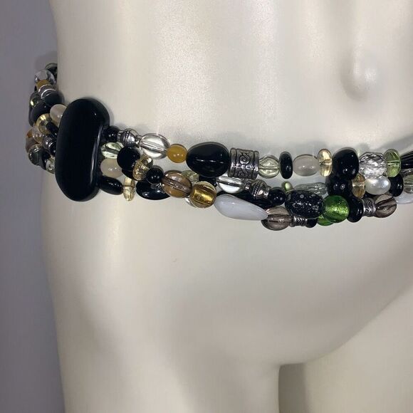 Vintage 90’s Beaded Hip Belt Coldwater Creek Multi Beaded Boho Statement Belt XL - Picture 4 of 16